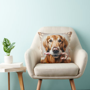 Weihnachten Golden Retriever mit Candy Cane Kissen
