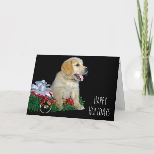 Weihnachten Golden Retriever mit Geschenk (Vorderseite)