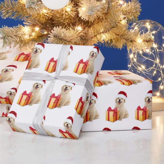 Weihnachten Golden Retriever mit Geschenk Geschenkpapier (Feiertage)