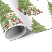 Weihnachten Golden Retriever mit Geschenken Geschenkpapier (Rolleneckpunkt)