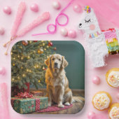 Weihnachten Golden Retriever mit Geschenken Pappteller (Party)