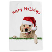 Weihnachten Golden Retriever mit Lipstick Kisses Mittlere Geschenktüte (Vorderseite)