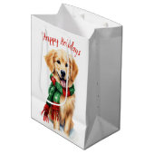 Weihnachten Golden Retriever Mittlere Geschenktüte (Vorderseite Schrägansicht)