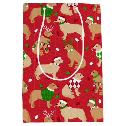 Weihnachten Golden Retriever Mittlere Geschenktüte (Vorderseite)