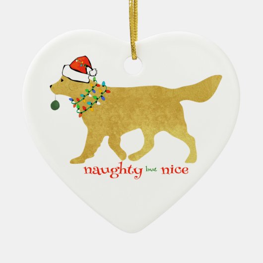 Weihnachten Golden Retriever Naughty aber Nice Keramik Ornament (Vorne)