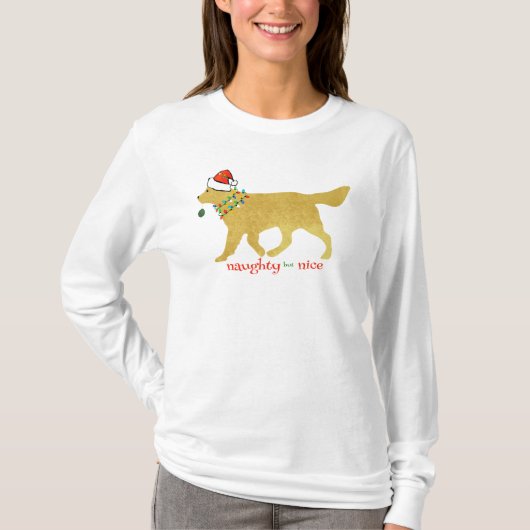 Weihnachten Golden Retriever Naughty aber Nice T-Shirt (Vorderseite)
