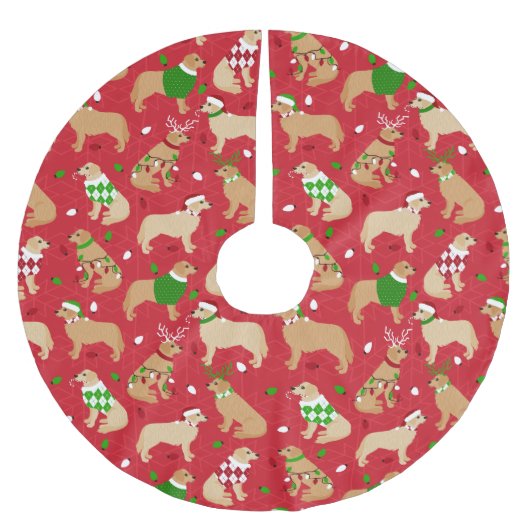 Weihnachten Golden Retriever Polyester Weihnachtsbaumdecke (Vorderseite)