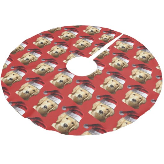 Weihnachten Golden Retriever Polyester Weihnachtsbaumdecke (Schrägansicht)