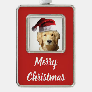 Weihnachten Golden Retriever Rahmen-Ornament Silber