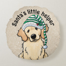 Weihnachten Golden Retriever Rundes Kissen