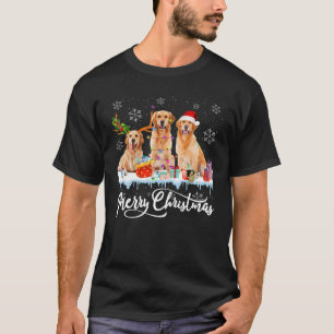 Weihnachten Golden Retriever Santa Light Rentiere  T-Shirt