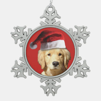Weihnachten Golden Retriever Schneeflocken Zinn-Ornament