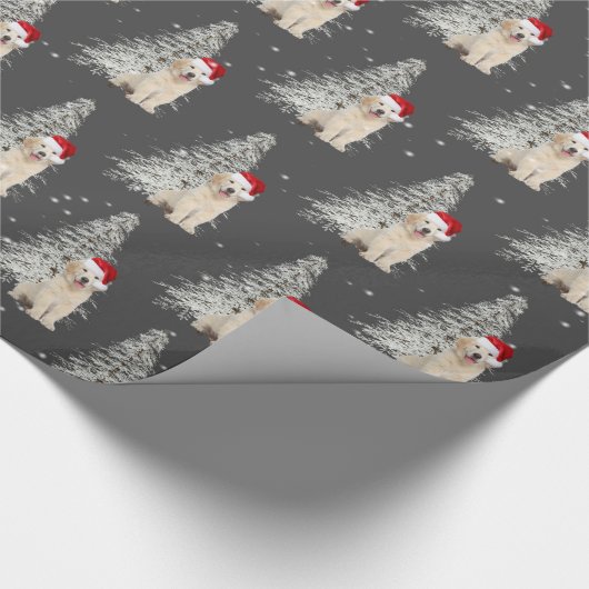 Weihnachten Golden Retriever und Baum Wrapping Pap Geschenkpapier (Ecke)
