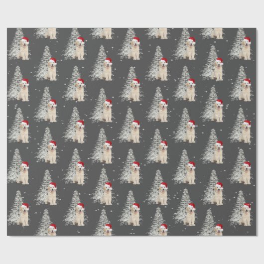Weihnachten Golden Retriever und Baum Wrapping Pap Geschenkpapier (Flach)