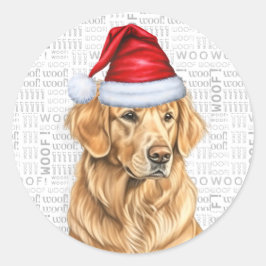 Weihnachten Golden Retriever und Woof Art Dog Love Runder Aufkleber