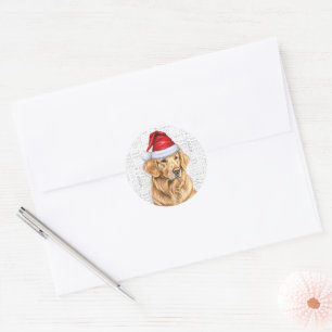Weihnachten Golden Retriever und Woof Art Dog Love Runder Aufkleber