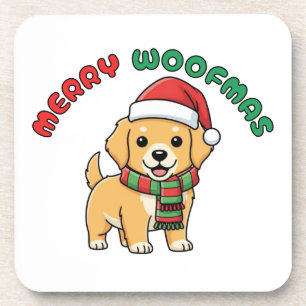 Weihnachten Golden Retriever Untersetzer: Frohe We Getränkeuntersetzer