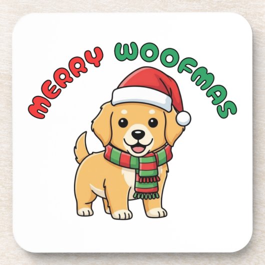 Weihnachten Golden Retriever Untersetzer: Frohe We Getränkeuntersetzer (Vorderseite)