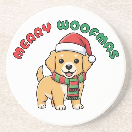 Weihnachten Golden Retriever Untersetzer: Frohe We Getränkeuntersetzer (Vorne)
