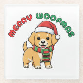 Weihnachten Golden Retriever Untersetzer: Frohe We Glasuntersetzer (Vorderseite)
