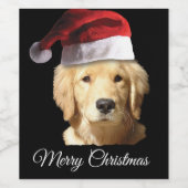 Weihnachten Golden Retriever Weinetikett (Einzelnes Label)