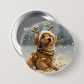 Weihnachten Golden Retriever Welpe Button (Vorne & Hinten)