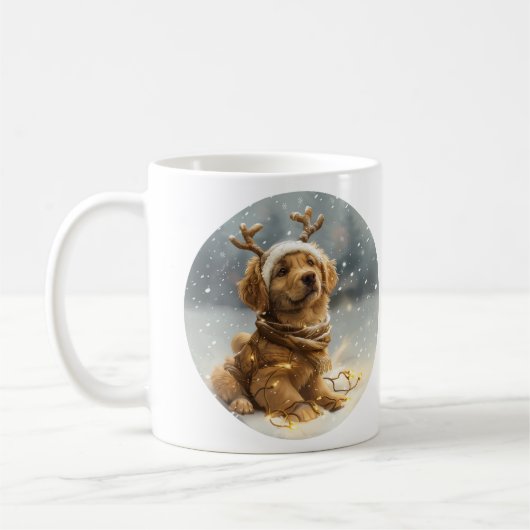 Weihnachten Golden Retriever Welpe Kaffeetasse (Links)