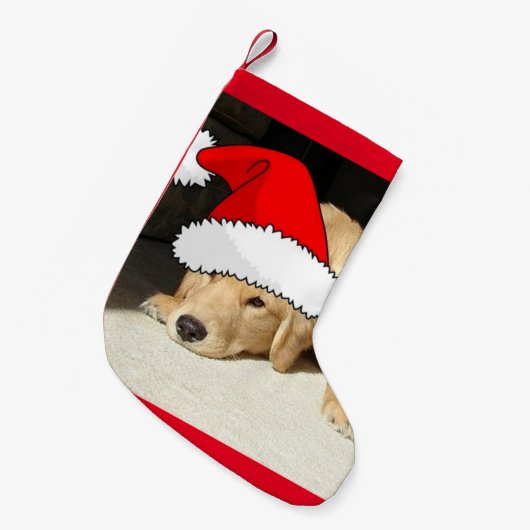 Weihnachten Golden Retriever Welpe Kleiner Weihnachtsstrumpf (Vorderansicht (hängend))