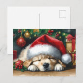 Weihnachten Golden Retriever Welpe Postkarte (Vorne/Hinten)