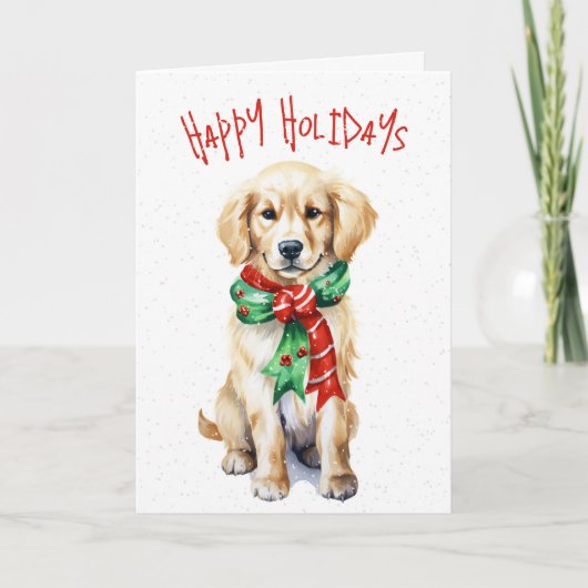 Weihnachten Golden Retriever Welpe Schneeflocken (Vorderseite)