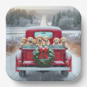 Weihnachten Golden Retriever Welpen in Lkw Pappteller (Vorderseite)