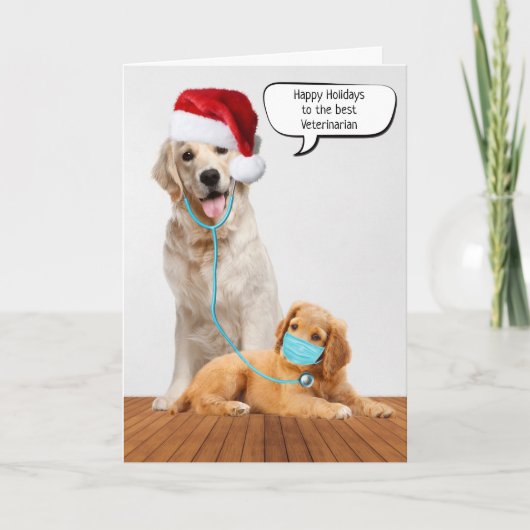 Weihnachten Golden Retrievers für Tierärzte Karte (Vorderseite)
