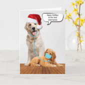 Weihnachten Golden Retrievers für Tierärzte Karte (Gelbe Blume)