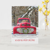 Weihnachten Golden Retrievers in rotem Retrofahrze Karte (Gelbe Blume)