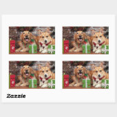 Weihnachten - Golden Sidney - Corgi Cal Rechteckiger Aufkleber (Blatt)