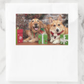 Weihnachten - Golden Sidney - Corgi Cal Rechteckiger Aufkleber (Tasche)