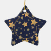 Weihnachten Golden Stars Navy Klassisches Elegante Keramik Ornament (Vorne)