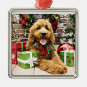 Weihnachten - GoldenDoodle - Claire Silbernes Ornament (Vorne)