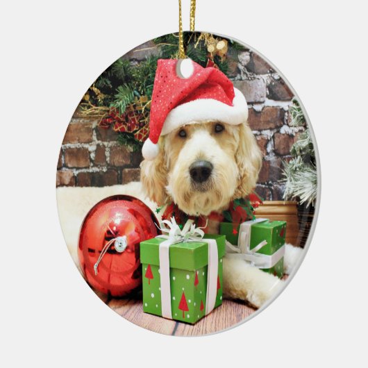 Weihnachten - GoldenDoodle - Gus Keramikornament (Links)