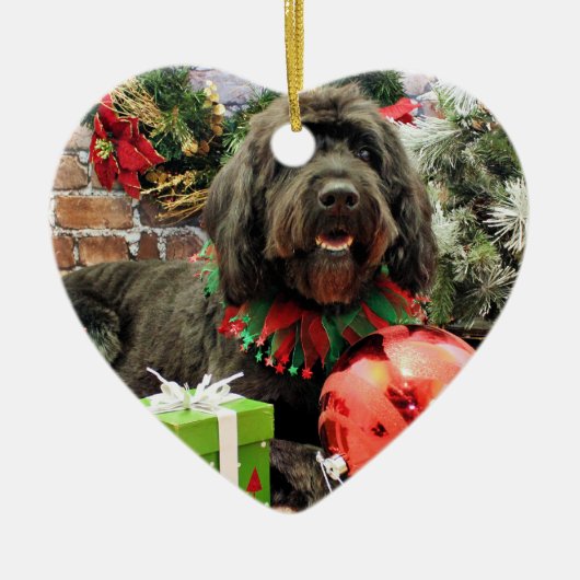 Weihnachten - GoldenDoodle - Holländer Keramikornament (Vorne)