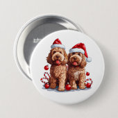 Weihnachten Goldendoodle Hunde Button (Vorne & Hinten)