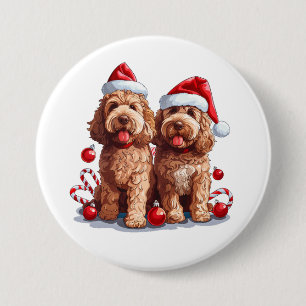 Weihnachten Goldendoodle Hunde Button