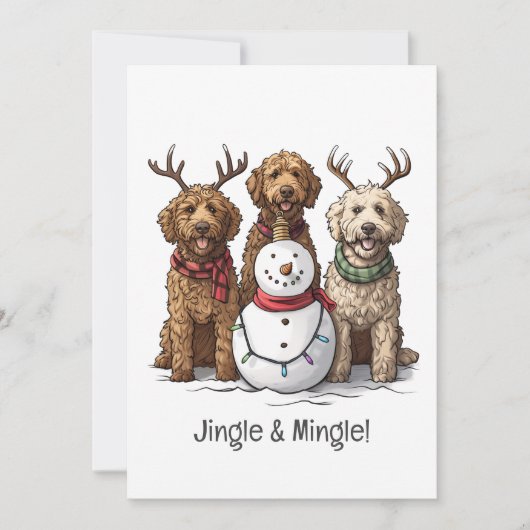 Weihnachten Goldendoodle Hunde Einladung (Vorderseite)