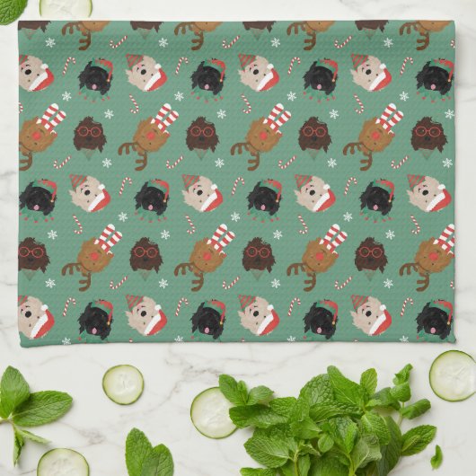 Weihnachten Goldendoodle Hunde Geschirrtuch (Gefaltet)