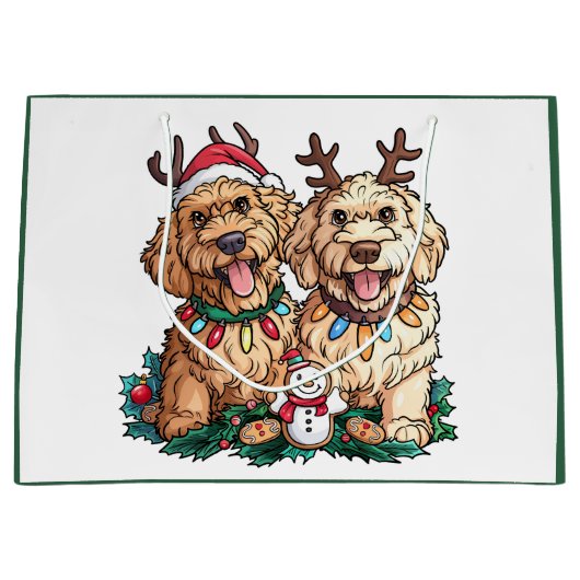 Weihnachten Goldendoodle Hunde Große Geschenktüte (Vorderseite)