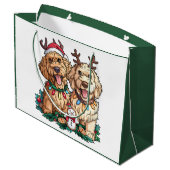 Weihnachten Goldendoodle Hunde Große Geschenktüte (Rückseite Schrägansicht)