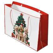 Weihnachten Goldendoodle Hunde Große Geschenktüte (Rückseite Schrägansicht)