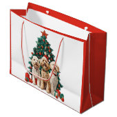 Weihnachten Goldendoodle Hunde Große Geschenktüte (Vorderseite Schrägansicht)