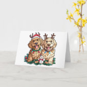Weihnachten Goldendoodle Hunde Karte (Gelbe Blume)