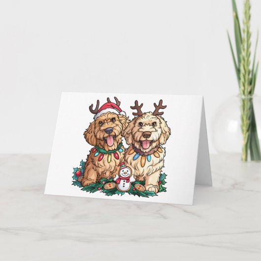 Weihnachten Goldendoodle Hunde Karte (Vorderseite)